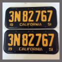 1951 California YOM License Plates For Sale - Restored Vintage Pair 3N82767
