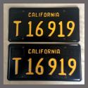 1963 California YOM License Plates For Sale - Restored Vintage Pair T16919 Truck