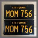 1963 California YOM License Plates For Sale - Restored Vintage Pair 1963 California YOM License Plates For Sale - Restor