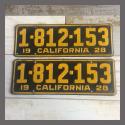 1928 California YOM License Plates For Sale - Original Vintage Pair 1812153