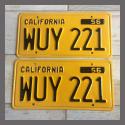 1956 California YOM License Plates For Sale - Restored Vintage Pair WUY221