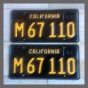 1963 California YOM License Plates For Sale - Restored Vintage Pair M67110 Truck