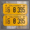 1947 California YOM License Plates For Sale - Vintage Pair CD8395 Truck