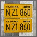 1956 California YOM License Plates For Sale - Original Vintage Pair N21860 Truck