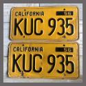 1956 California YOM License Plates For Sale - Original Vintage Pair KUC935