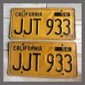1956 California YOM License Plates For Sale - Original Vintage Pair JJT933