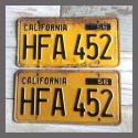 1956 California YOM License Plates For Sale - Original Vintage Pair HFA452