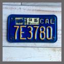 1970 - 1980 California YOM Motorcycle License Plate For Sale - 7E3780