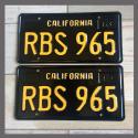 1963 California YOM License Plates For Sale - Restored Vintage Pair RBS965