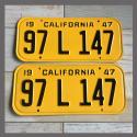 1947 California YOM License Plates For Sale - Restored Vintage Pair 97L147