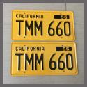 1956 California YOM License Plates For Sale - Restored Vintage Pair TMM660