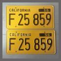 1956 California YOM License Plates For Sale - Restored Vintage Pair F25859 Truck