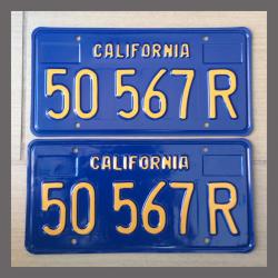 1970-1980 California YOM License Plates Pair Restored 50567R Truck