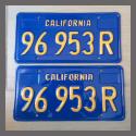 1970-1980 California YOM License Plates Pair Restored 96953R Truck