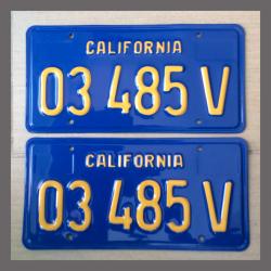 1970-1980 California YOM License Plates Pair Restored 03458V Truck