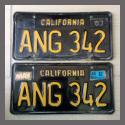 1963 California YOM License Plates For Sale - Original Vintage Pair ANG342