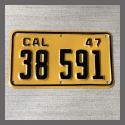 1947 California YOM Motorcycle License Plate For Sale - 38591