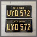 1963 California YOM License Plates For Sale - Restored Vintage Pair UYD572