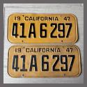 1947 California YOM License Plates Pair Original 41A6297