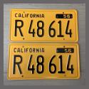 1956 California YOM License Plates For Sale - Restored Vintage Pair R48614 Truck