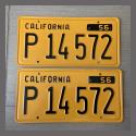 1956 California YOM License Plates For Sale - Restored Vintage Pair P14572 Truck