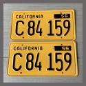 1956 California YOM License Plates For Sale - Restored Vintage Pair C84159 Truck