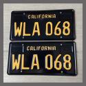 1963 California YOM License Plates For Sale - Restored Vintage Pair WLA068