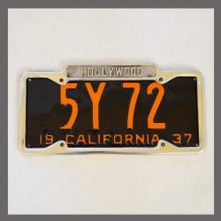 Hollywood California Polished License Plate Frame