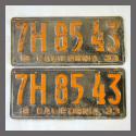1933 California YOM License Plates Pair Original 7H8543