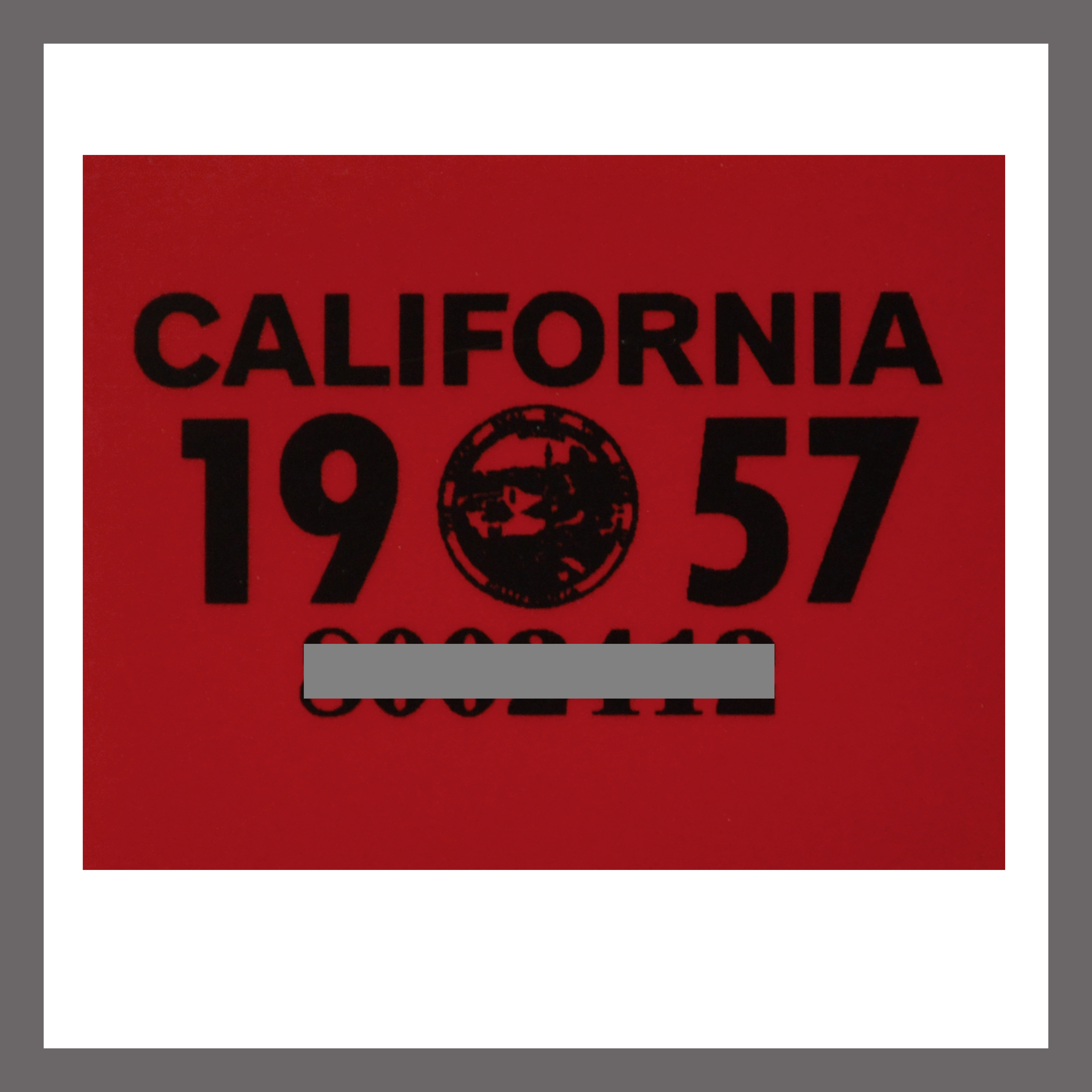 1957 california Motor Cycle license plate registration sticker Y O M 