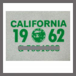 1962 CA YOM DMV Sticker - License Plate Registration