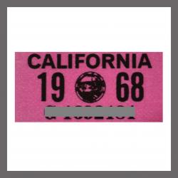1968 CA YOM DMV Sticker - License Plate Registration